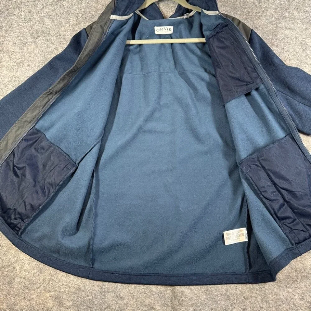 Orvis Blue Full Zip Jacket Men’s Large Performance Outdoor Layer Gorp Core